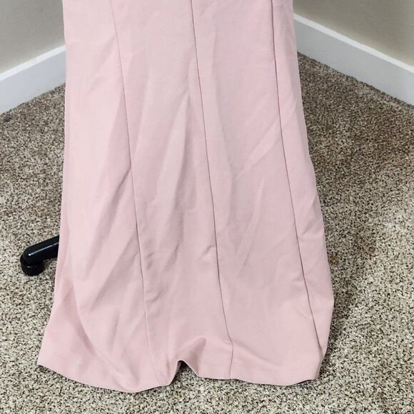 JS COLLECTIONS Beaded Illusion Sleeve Trumpet Gown In Blush NWT Size 4 - Picture 6 of 16